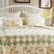 preview thumbnail 8 of 9, Greenland Home Fashions Bliss 100% Cotton Authentic Patchwork Quilt Set Ivory (3 Piece) - Full - Queen