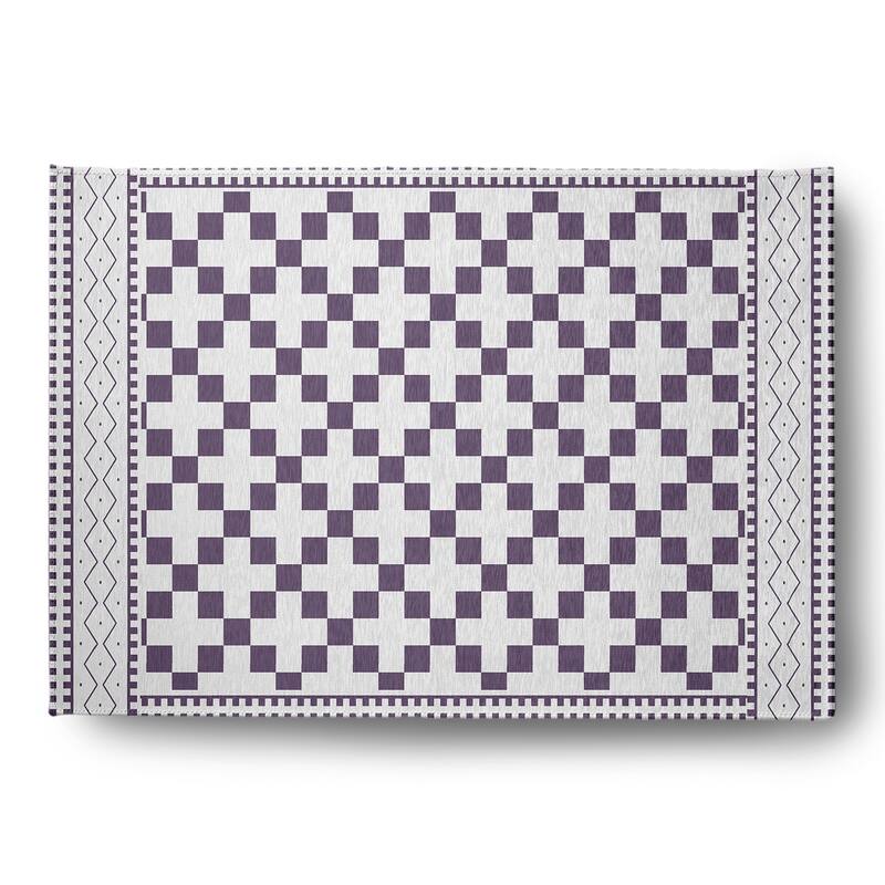 Cross and Squares Rug - Larkspur - 5' x 7'