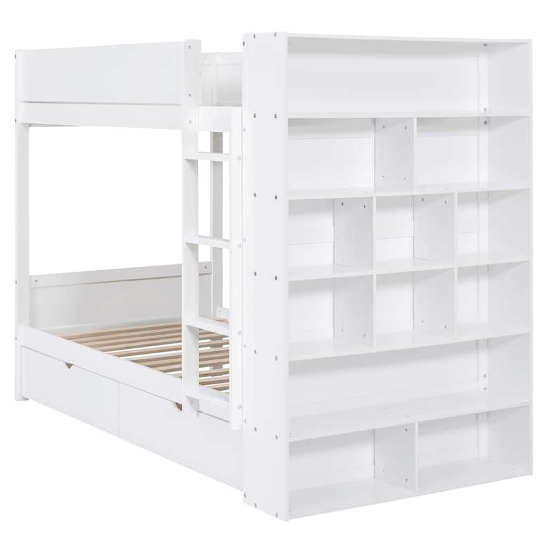 Merax Full/Twin Bunk Bed With 2 Drawers and Multi-layer Cabinet