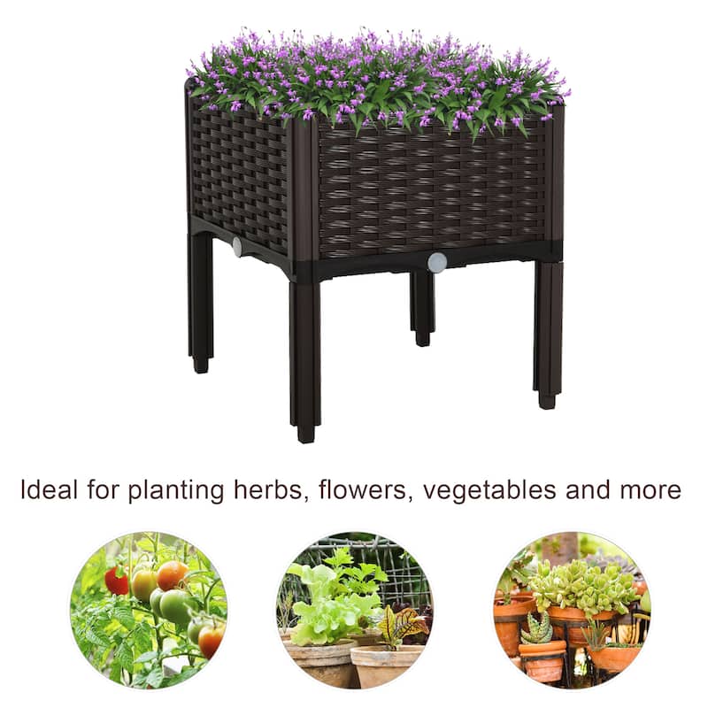 Raised Garden Bed with Legs, Self-Watering Planter Box Raised Bed to Grow Flowers, Herbs & Vegetables, Brown