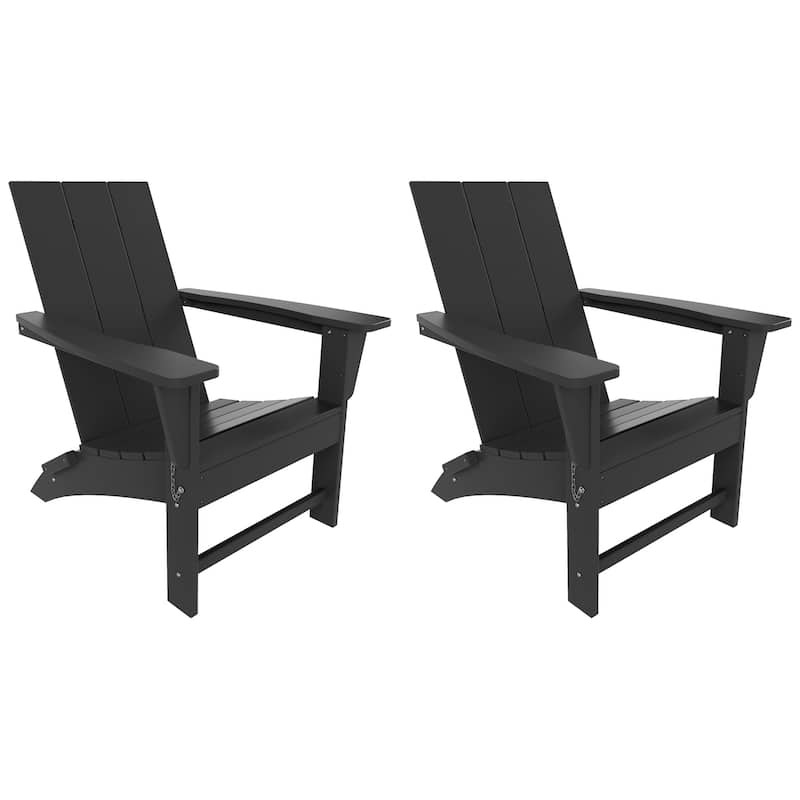 Polytrends Shoreside Folding Poly Eco-Friendly All Weather Outdoor Adirondack Chair (Set of 2)