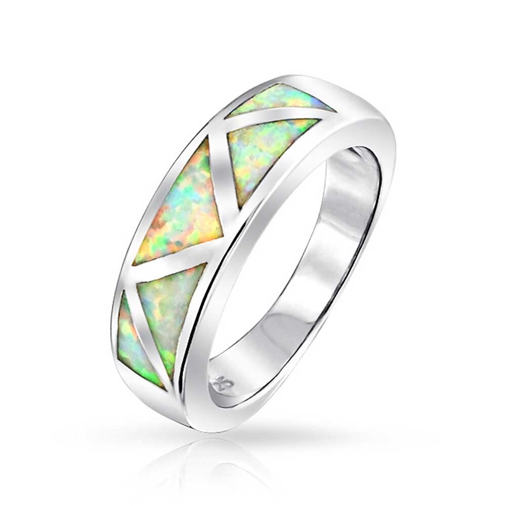 BFF Triquetra Celtic Love Knot Oval White Created Opal Ring For Teen For Women 925 Sterling Silver