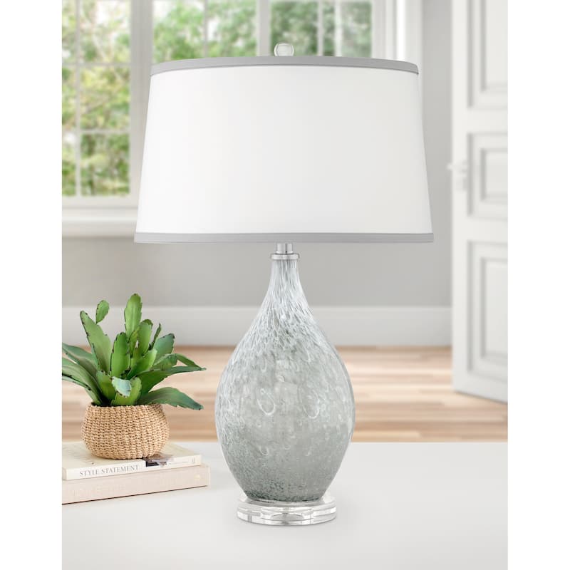 Ravenna 28 in. Grey Spotted Glass Table Lamp