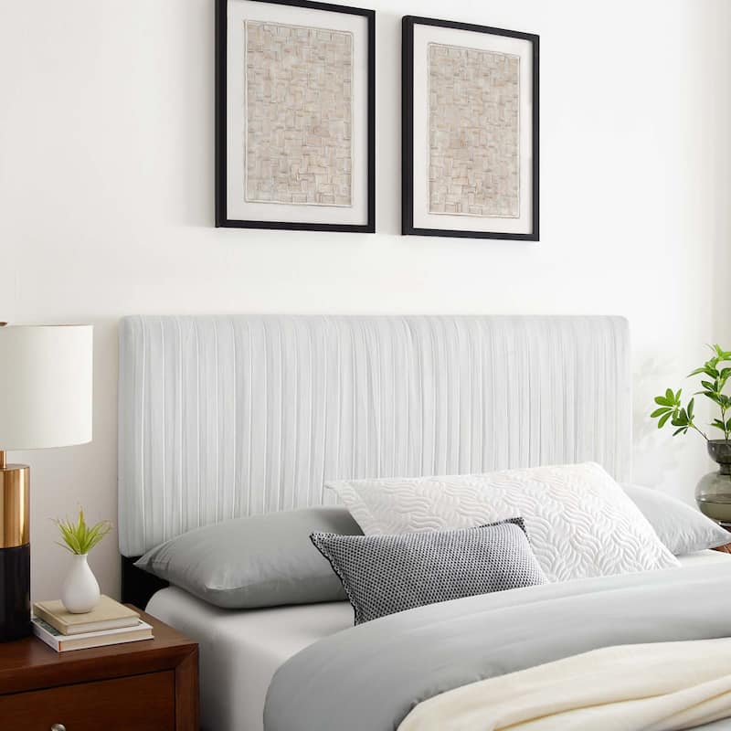 Eloise Channel Tufted Performance Velvet Full/Queen Headboard - White