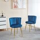 preview thumbnail 1 of 14, Modern dining chair(set of 2 ) with iron tube golden color legs, velvet and comfortable backrest Blue1