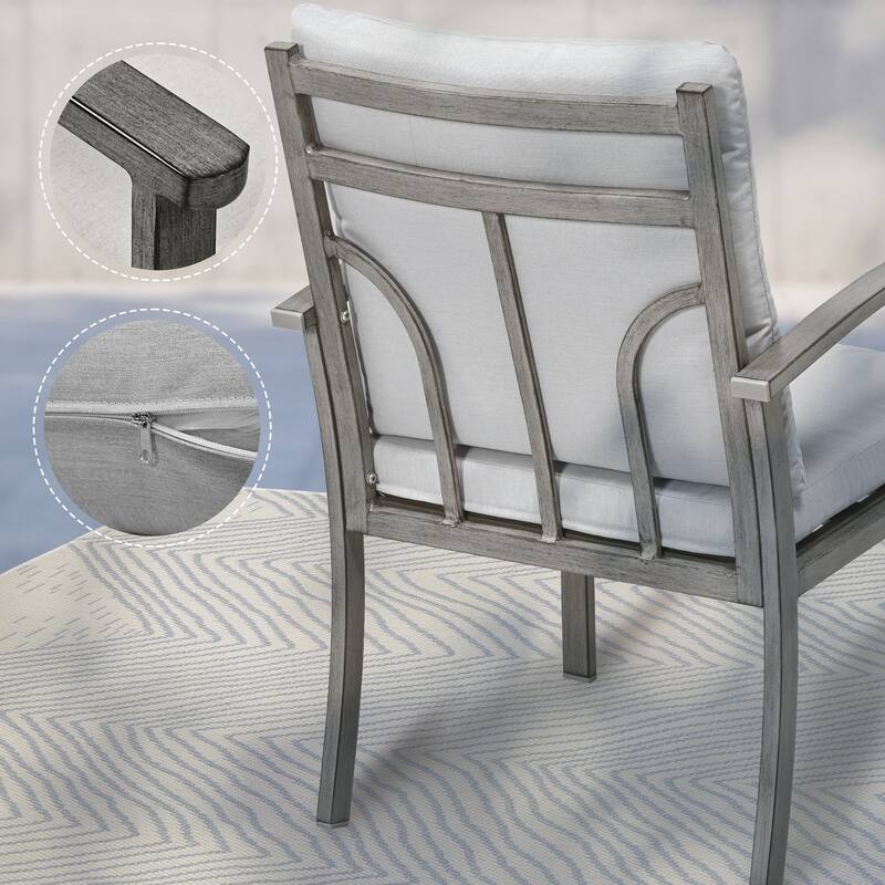 4-Piece Outdoor Aluminum Patio Dining Chairs with Cushions