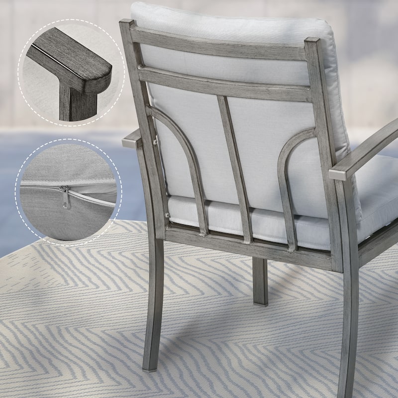 7-Piece Aluminum Patio Dining Set with 2 Swivel Dining Chairs and 4 Dining Chairs and Washable Cushions
