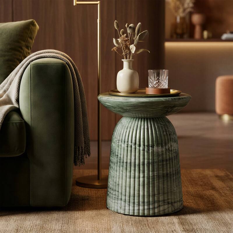 Studio London Maddox Stylish End Table for Elegant Home Interiors - Green Marble