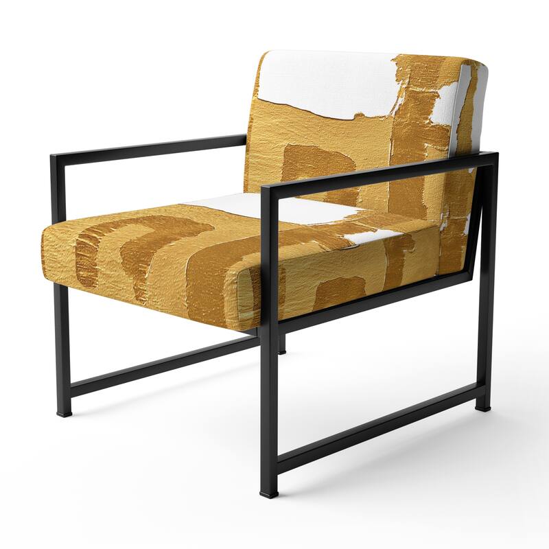 Designart "Black & White Crossing Paths I" Upholstered Abstract Accent Chair - Modern Arm Chair For Bedroom