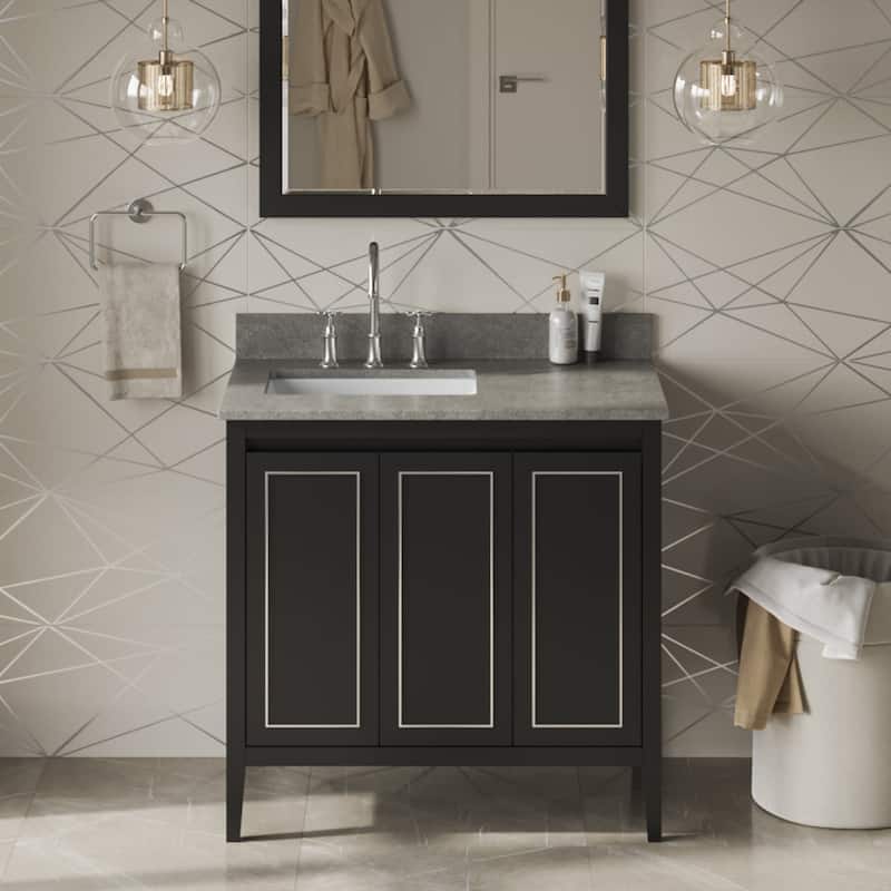 Jeffrey Alexander VKITPER36R-MARBLE Percival II 36" Free Standing - Black / Steel Grey - Anthracite Finish