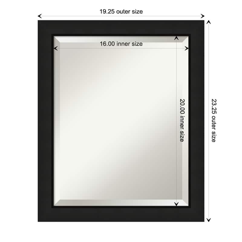 Midnight Black Narrow Beveled Wood Framed Wall Mirror - Midnight Black Narrow - Glass Size 16x20