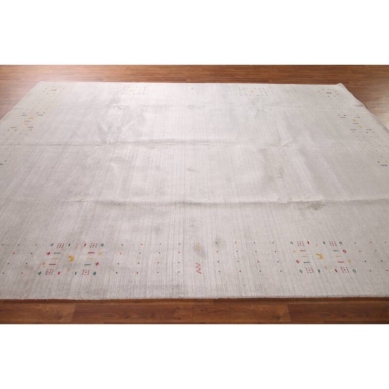 Gabbeh Oriental Area Rug Handmade Silk Carpet - 8'10"x 11'8"