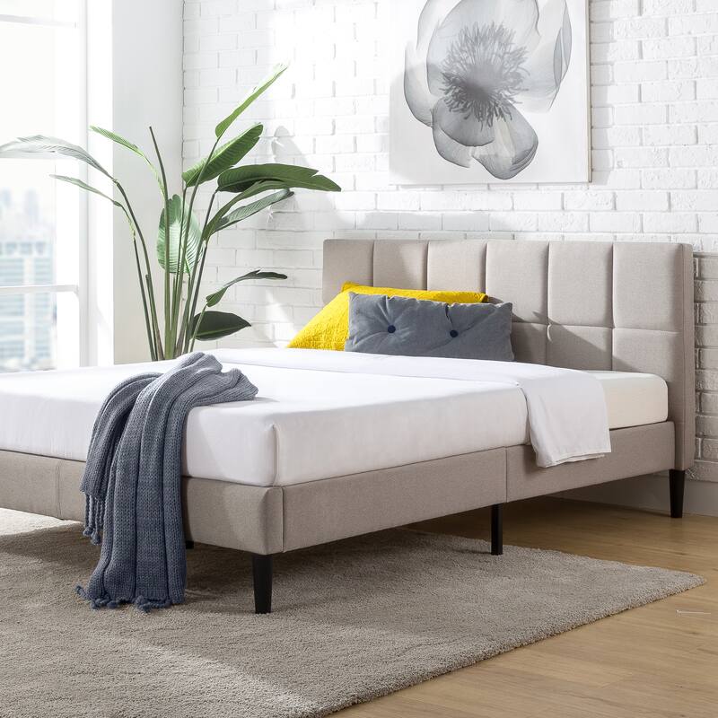 Priage by ZINUS Upholstered Square Stitched Platform Bed Frame