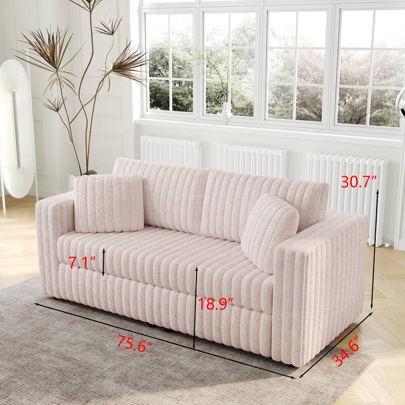 75.6" Soft Modular 2-person Sofa - Highly Comfortable with Distinctive Design. Perfect for Bedroom & Living Room.Light