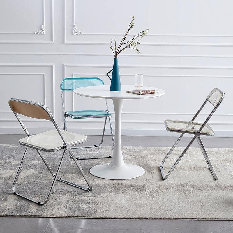 Round Dining Table, 24 Inch Tulip MDF Top with Steel Base, Mid-Century Coffee Table for Small Spaces