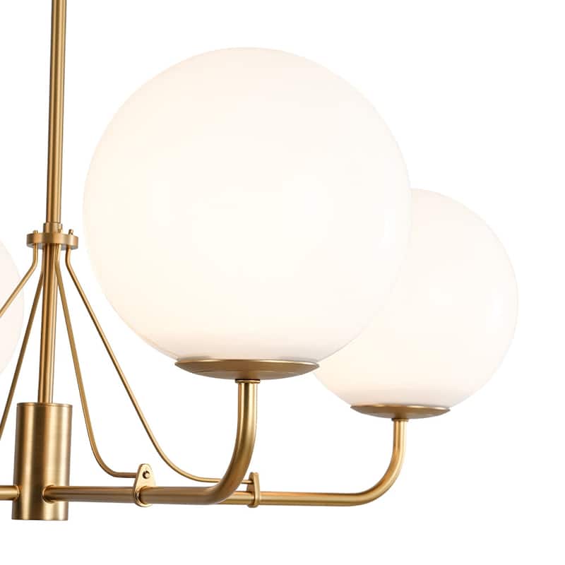 Modern Opal Glass Globe Quadra Dining Chandelier