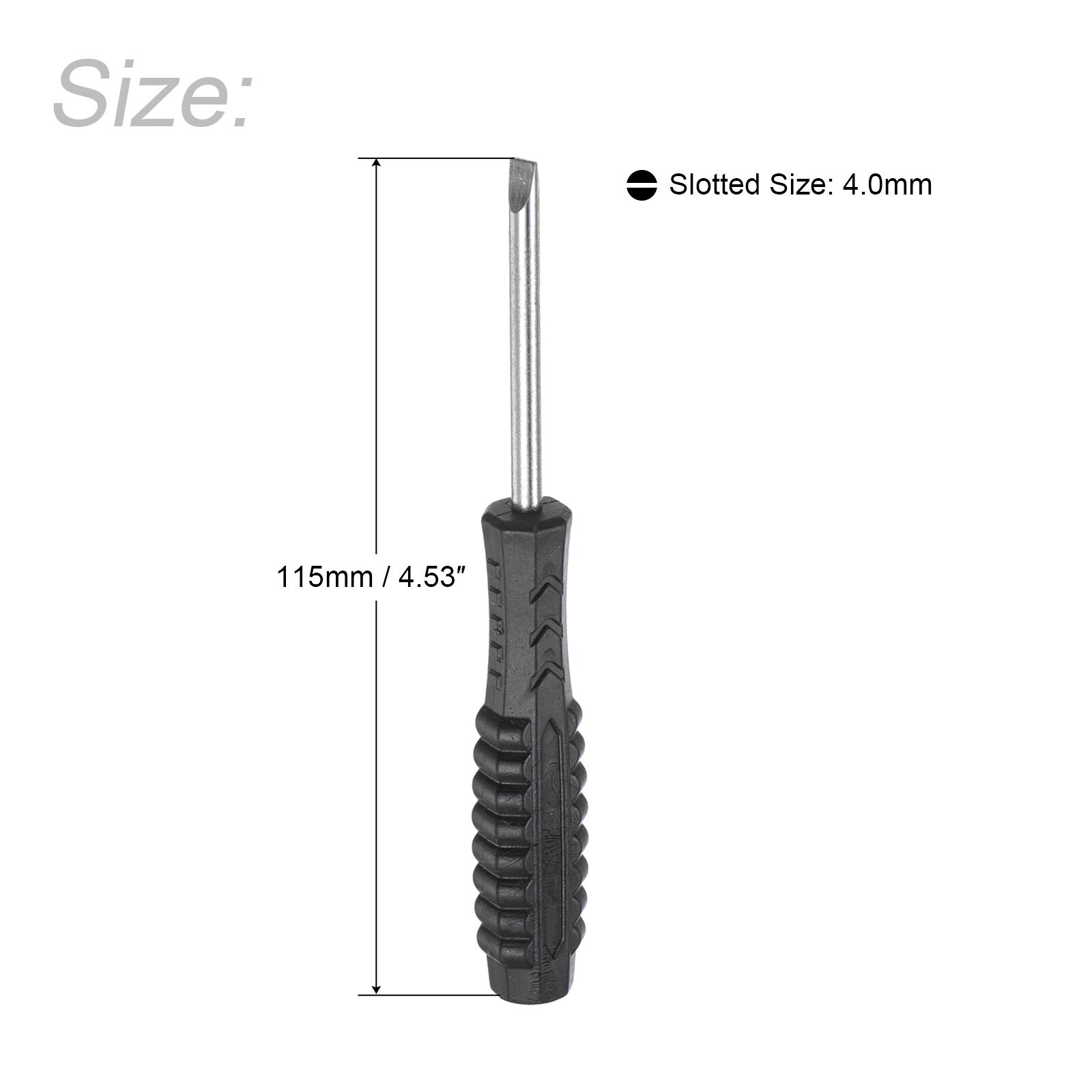 4.0mm Mini Slotted Screwdriver with Handle for Small Appliances, 5 Pcs - Black, Silver Tone