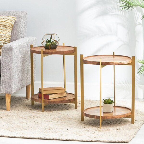 Barnsley Indoor Acacia Wood Handcrafted End Table by Christopher Knight Home. Opens flyout.