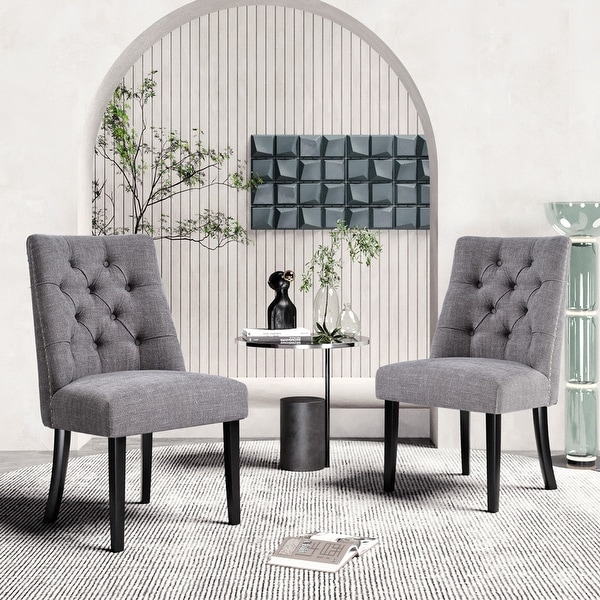 AOOLIVE 2PCS Tufted Upholstered Armless Kitchen Dining Chairs, Grey. Opens flyout.