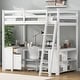 preview thumbnail 2 of 13, Full Loft Bed with U-shaped Desk, Storage Shelves, and Drawers, White
