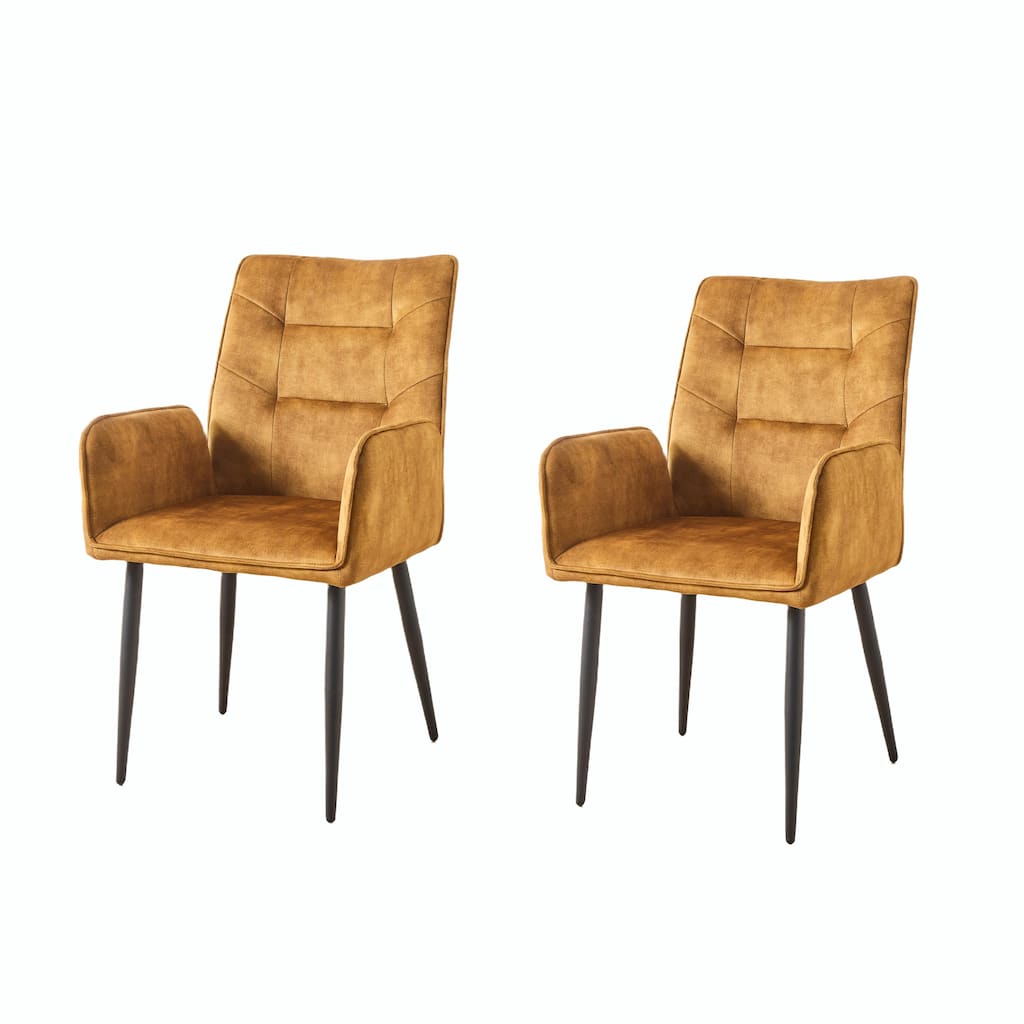 Velvet Dining Chairs (Set of 2) - Stain-Resistant, Iron Frame