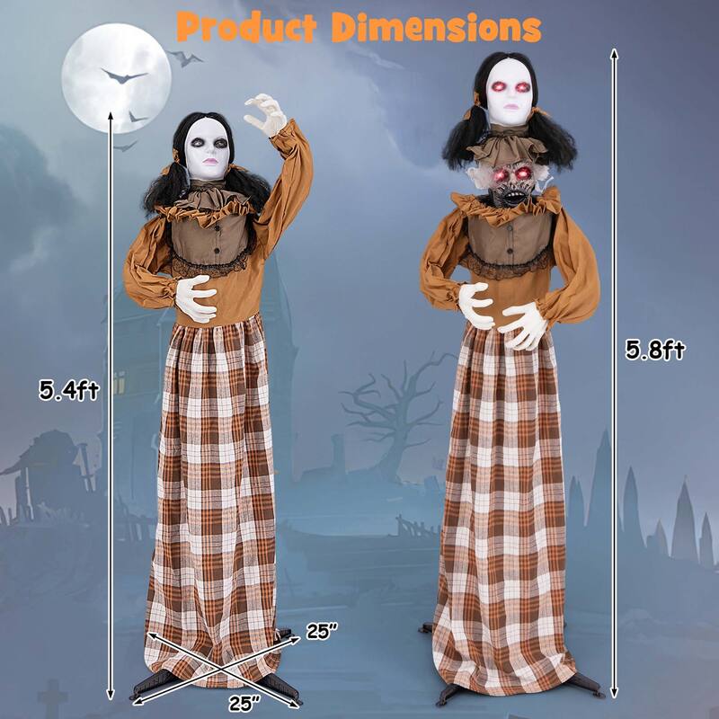 Costway Halloween Animatronics with Red Light Up Eyes Motion & Sound - See Details