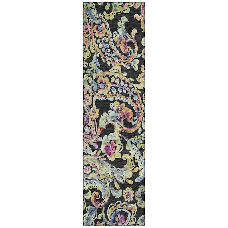 Machine Washable Indoor/ Outdoor Chantille Traditional Scroll Rug