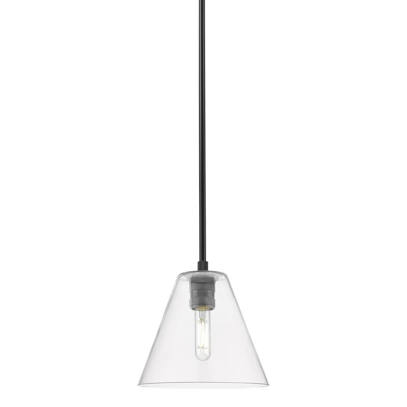 Innovations Lighting 434-1S-8-8 Crown Point Pendant Cone Crown Point - Matte Black / Clear