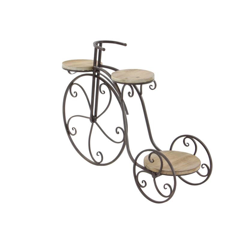 Metal Bike Indoor Outdoor 2 Tier Indoor Outdoor Plantstand - Brown - Roche River Decor