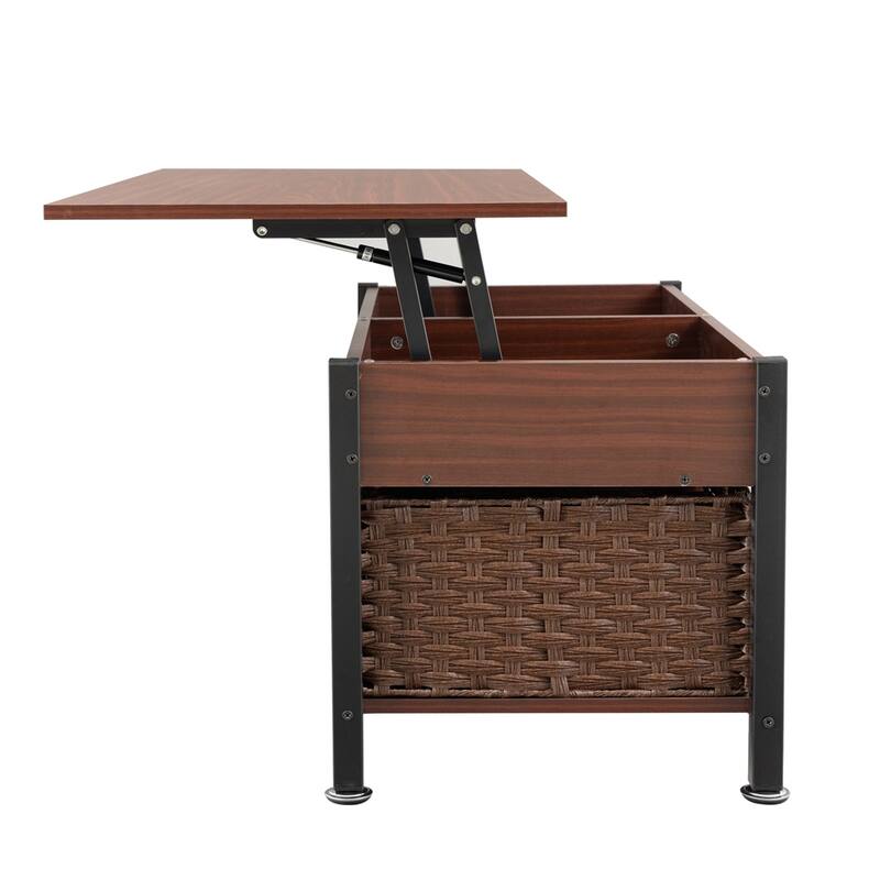 Metal Coffee Table with a Lifting Table and Hidden Storage Space