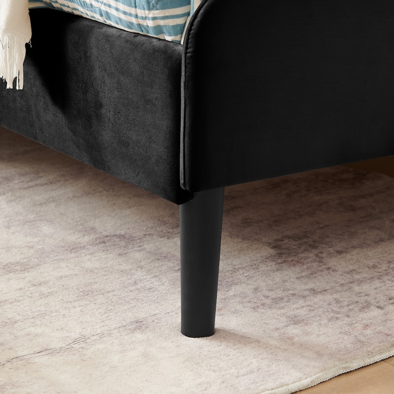 Roomfitters Twin/Full Upholstered Platform Bed with Side Backrest and Underbed Storage Trundle