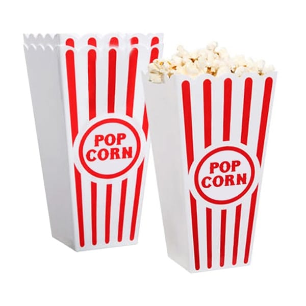 Premius 2-Pack Popcorn Container, Red-White, 7x3.5 Inches - Red/White