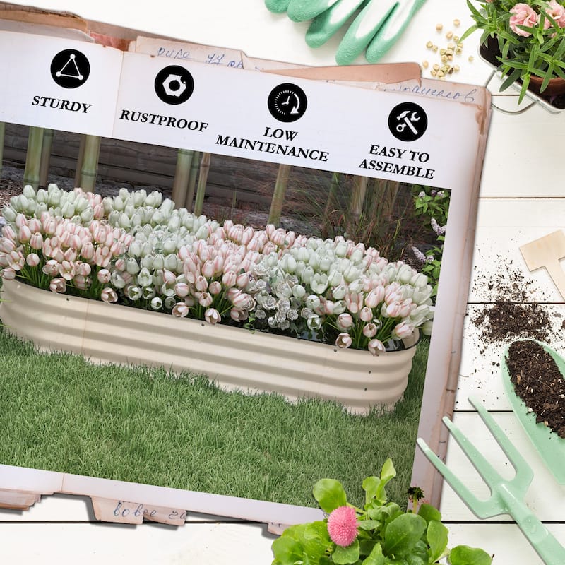 Outsunny 4.9' x 2' x 1' Galvanized Raised Garden Bed Kit, Outdoor Metal Elevated Planter Box with Safety Edging