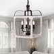 preview thumbnail 1 of 9, Valeria 14 Inch Modern-Farmhouse Style Imitation Wood Grain Finish Pendant Lighted Chandelier 4-Light - N/A