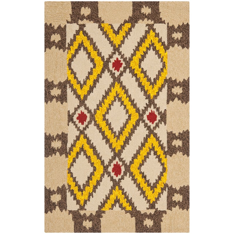 SAFAVIEH Handmade Four Seasons Malwine Floral Rug - 2'6" x 4' - Beige/Yellow