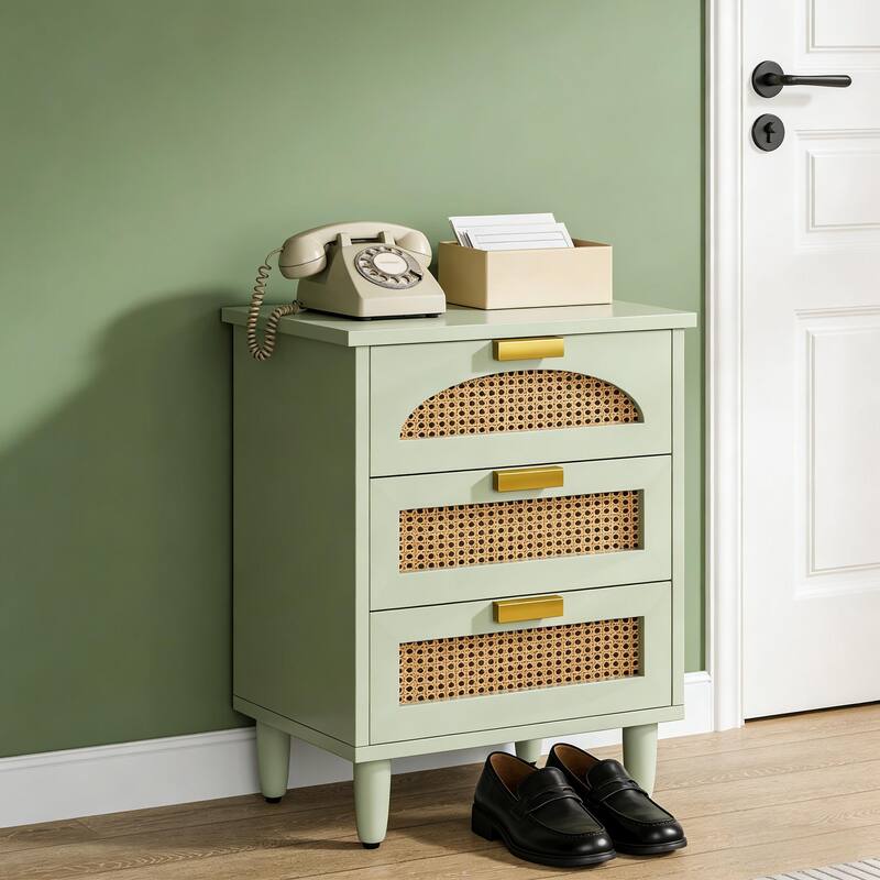 Rattan Side Table,Small Storage Cabinet,Nightstand