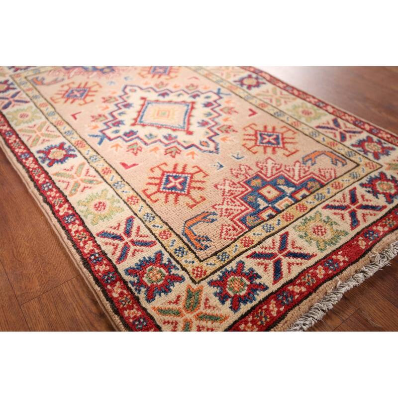Kazak Accent Rug Hand-Knotted Traditional / Geometric Wool Carpet - 2'0" x 3'2"