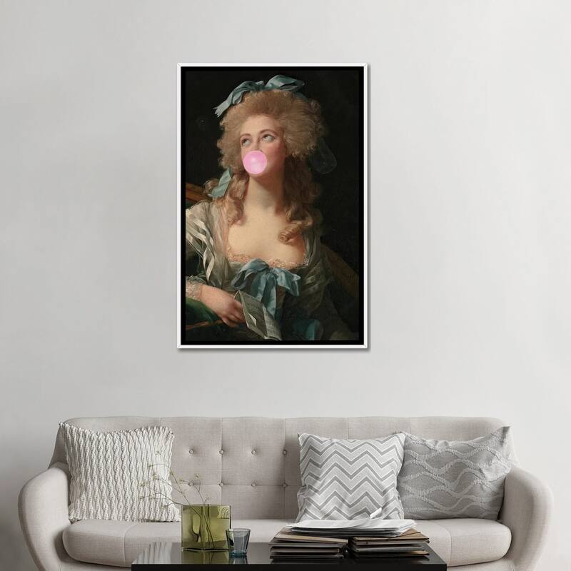 iCanvas "Bubble Gum Blowing Madame" by Grace Digital Art Co Framed Canvas Print