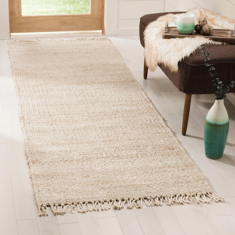 SAFAVIEH Handmade Natural Fiber Eybjorg Jute Fringe Rug - 2'6" x 8' Runner - Ivory