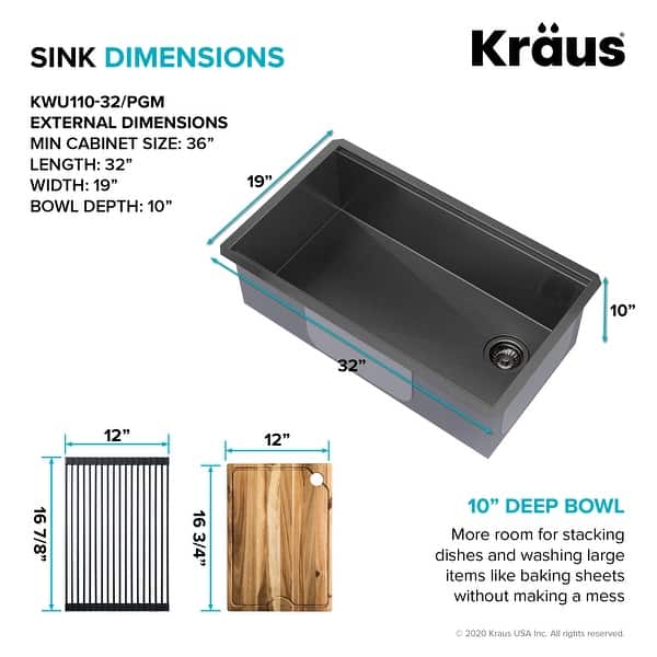 KRAUS Kore Workstation Undermount Stainless Steel Kitchen Sink