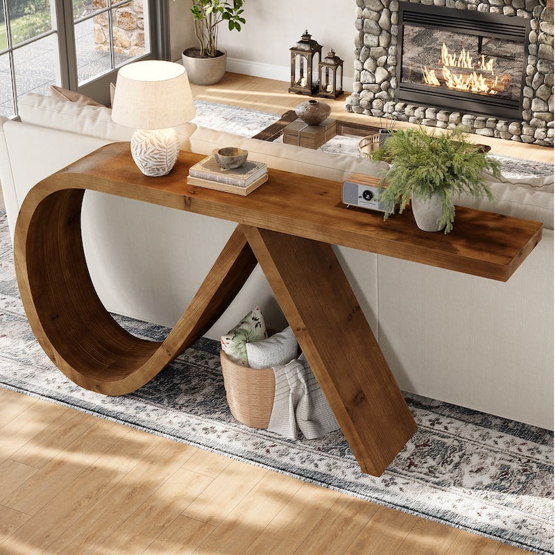 57" Solid Wood Console Table for Entryway, Living Room, Narrow Long Sofa Table - 57.08" L x 11.81" W x 31.5" H