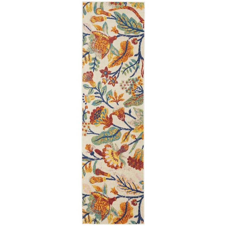 Gafek Power Loomed Floral Traditional Low Pile Area Rug By HomeRoots - 90' X '27' X '0.25