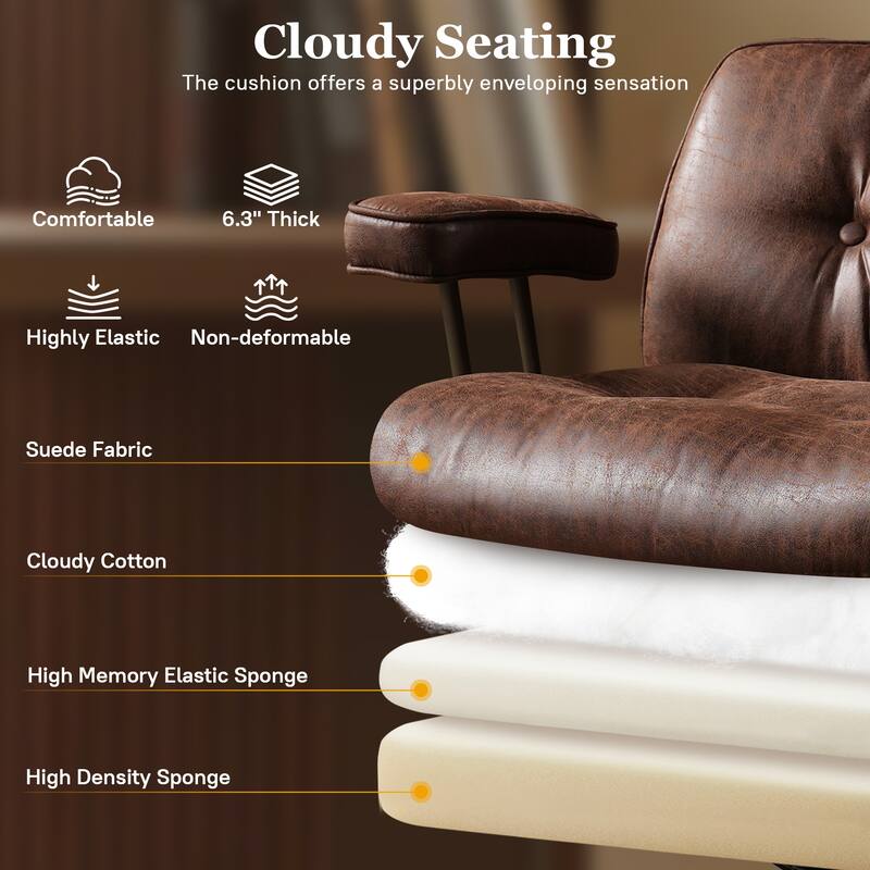 OVIOS Suede Fabric Ergonomic Lumbar Support Office Chair Desk Chair