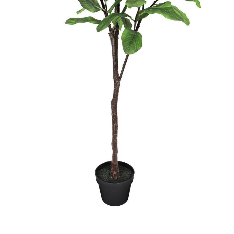 5ft Real Touch Pink White Artificial Magnolia Flower Tree in Black Pot - 60" H x 22" W x 22" DP