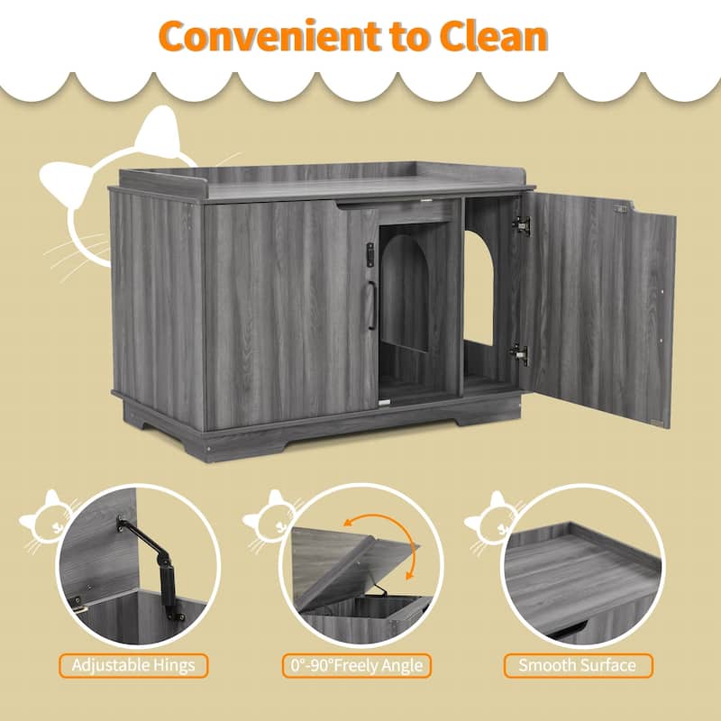 MCombo X-Large Cat Litter Box Furniture Hidden with Top Opening & Divider, Particle Board, CT37