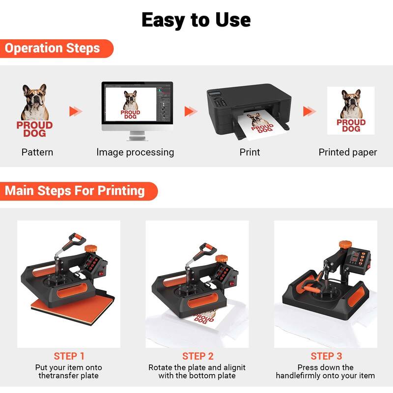 11 in 1 Heat Press Machine, 360° Swing Away Shirt Press Machine - Digital Professional Heat Transfer Tshirt Press Machine