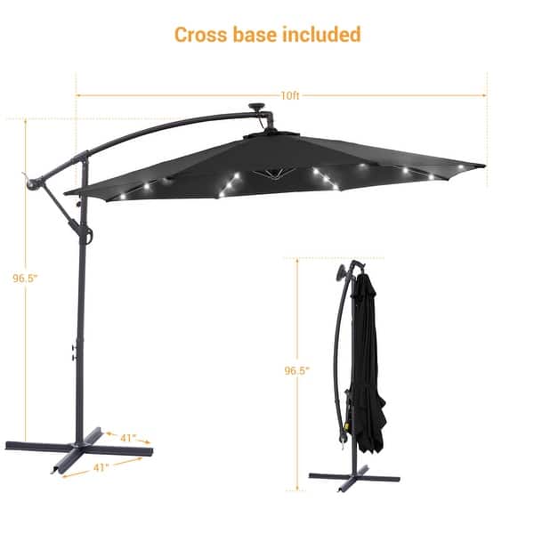 BONOSUKI 10ft Patio offset Umbrella Hanging Umbrella With LED Lights