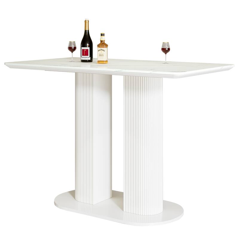 47-Inch Home Bar Table, Bar Unit with Faux Marble Finished Tabletop