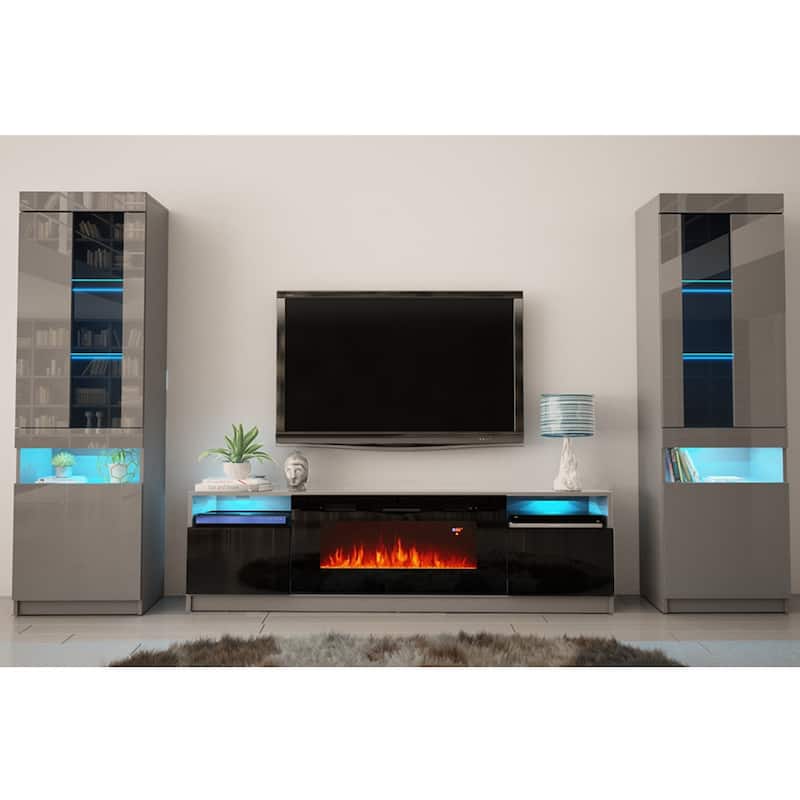York 02 Electric Fireplace Wall Unit Entertainment Center