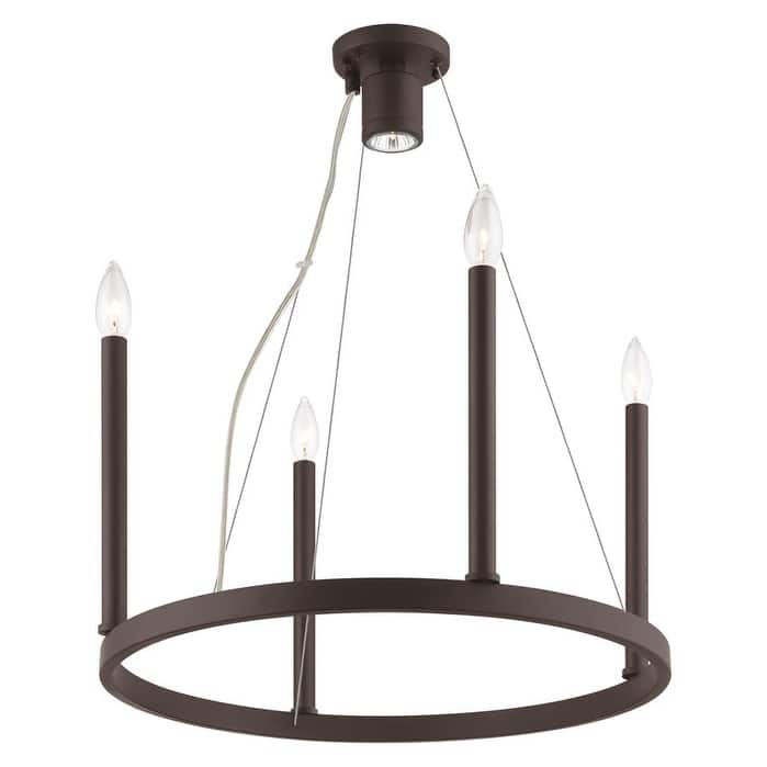Livex Lighting 5-light Bronze Chandelier, 40244-07 - 20" Dia x 25" - 52" Adj. H